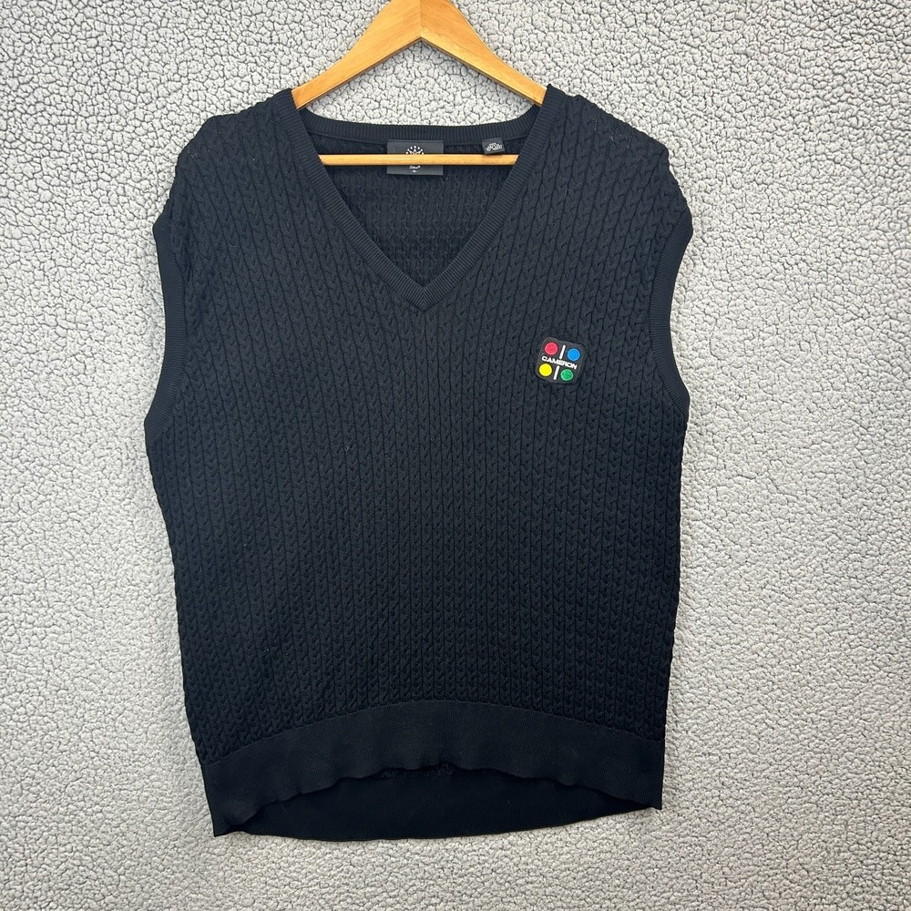 Vintage Scotty Cameron X Titleist‎ Vest Black Cable Knit Logo Mens Size XL